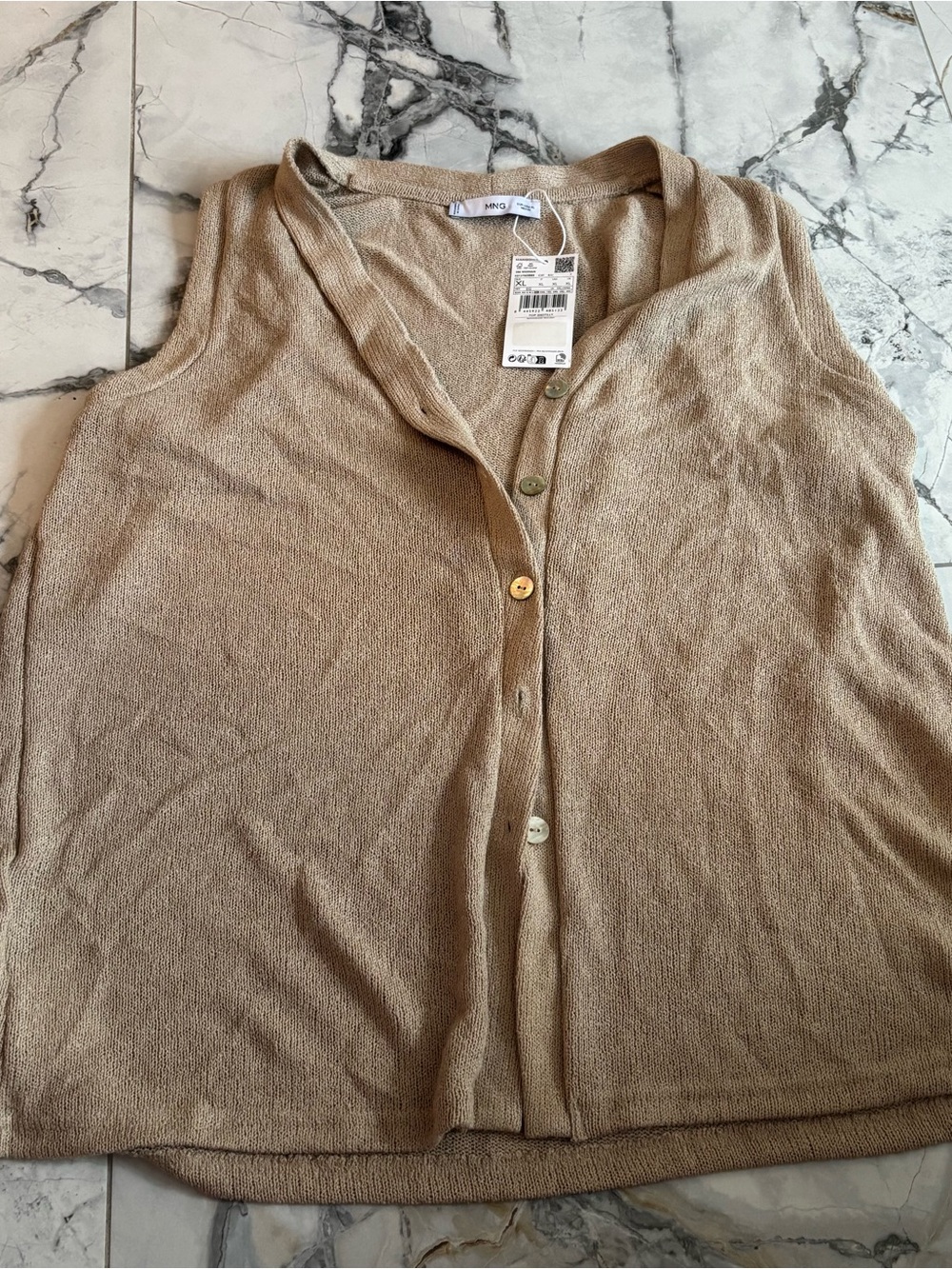 Mango Girls Tan Knit Button Front Tank Top